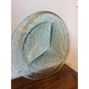 Vintage Murero Hand Blown Italian Recycled Glass Large Peace Sign Blue Green